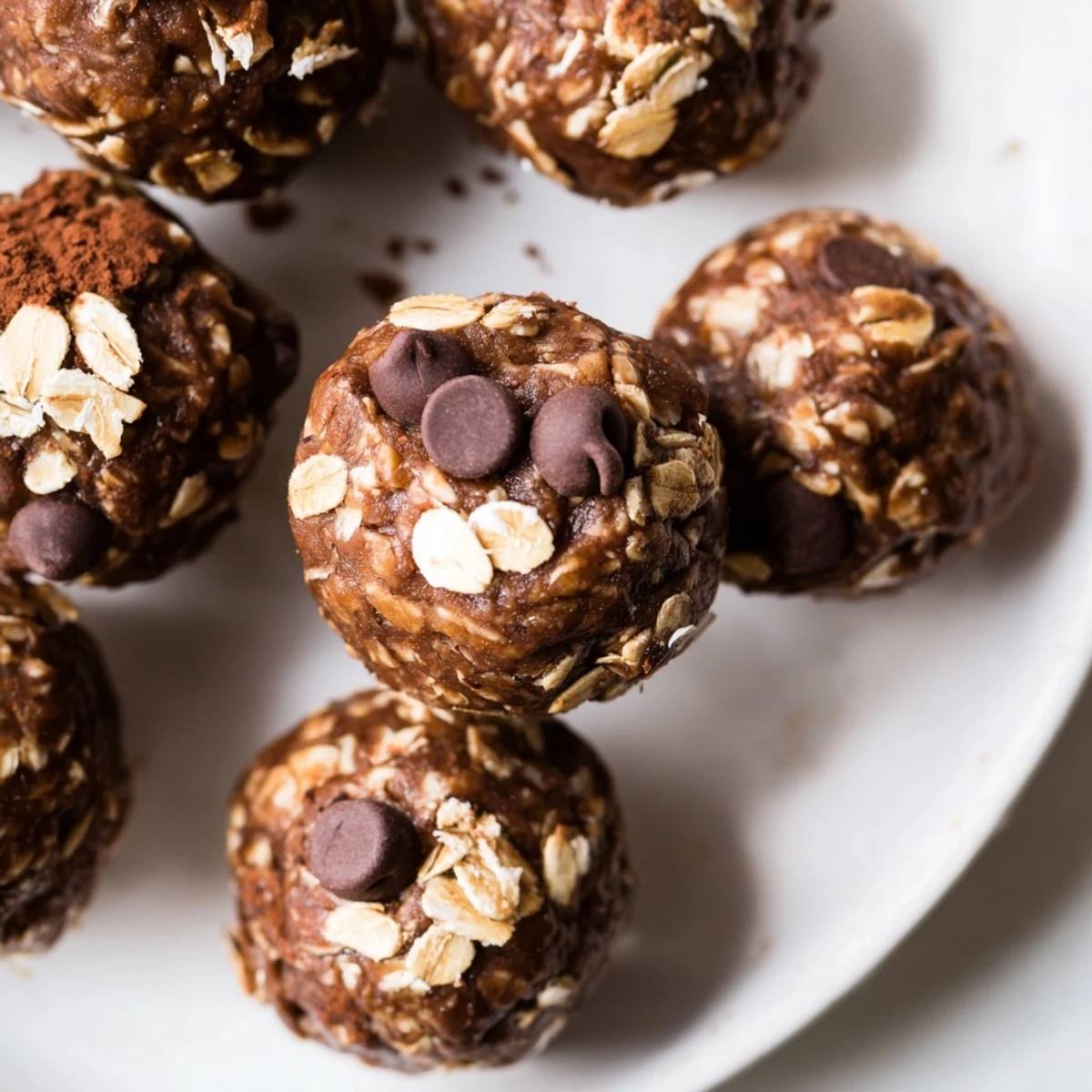 Creamy peanut butter coats the oats in these sweet chocolate peanut butter energy balls for a tasty snack.