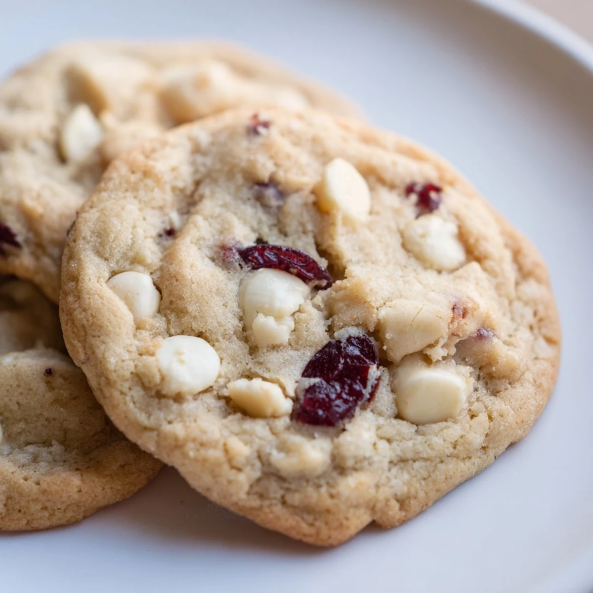 Festive White Chocolate and Cranberry Cookies with creamy white chocolate chunks and chewy cranberries, perfect for holiday trays or coffee breaks.