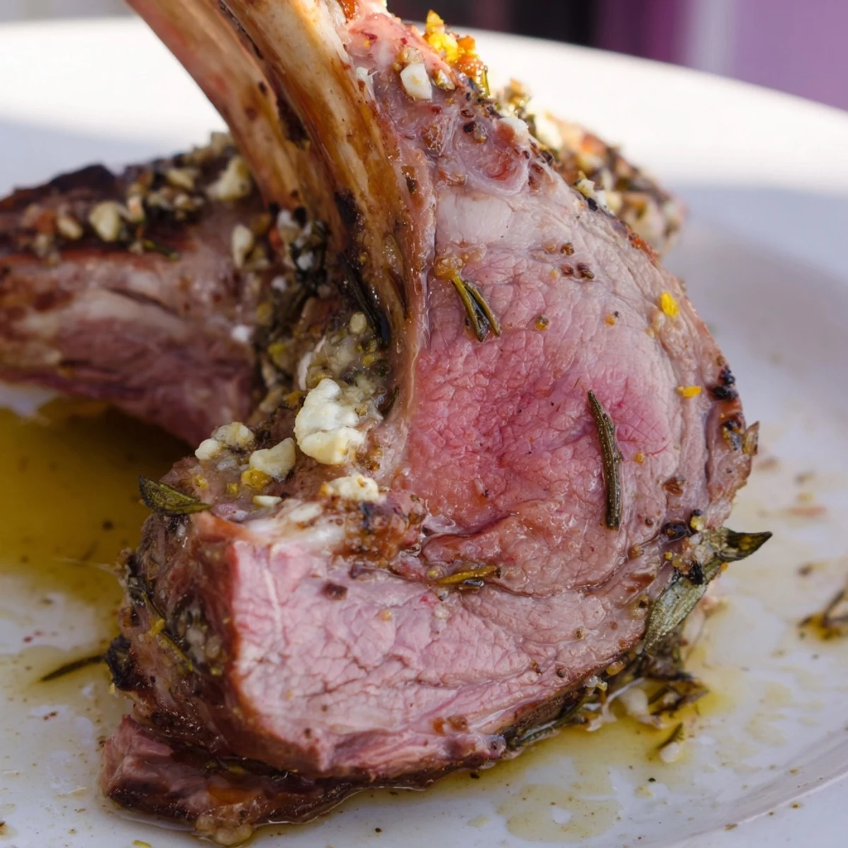 Succulent anchovy and rosemary roasted leg of lamb with pan juices, ideal for festive family dinners or holiday gatherings.