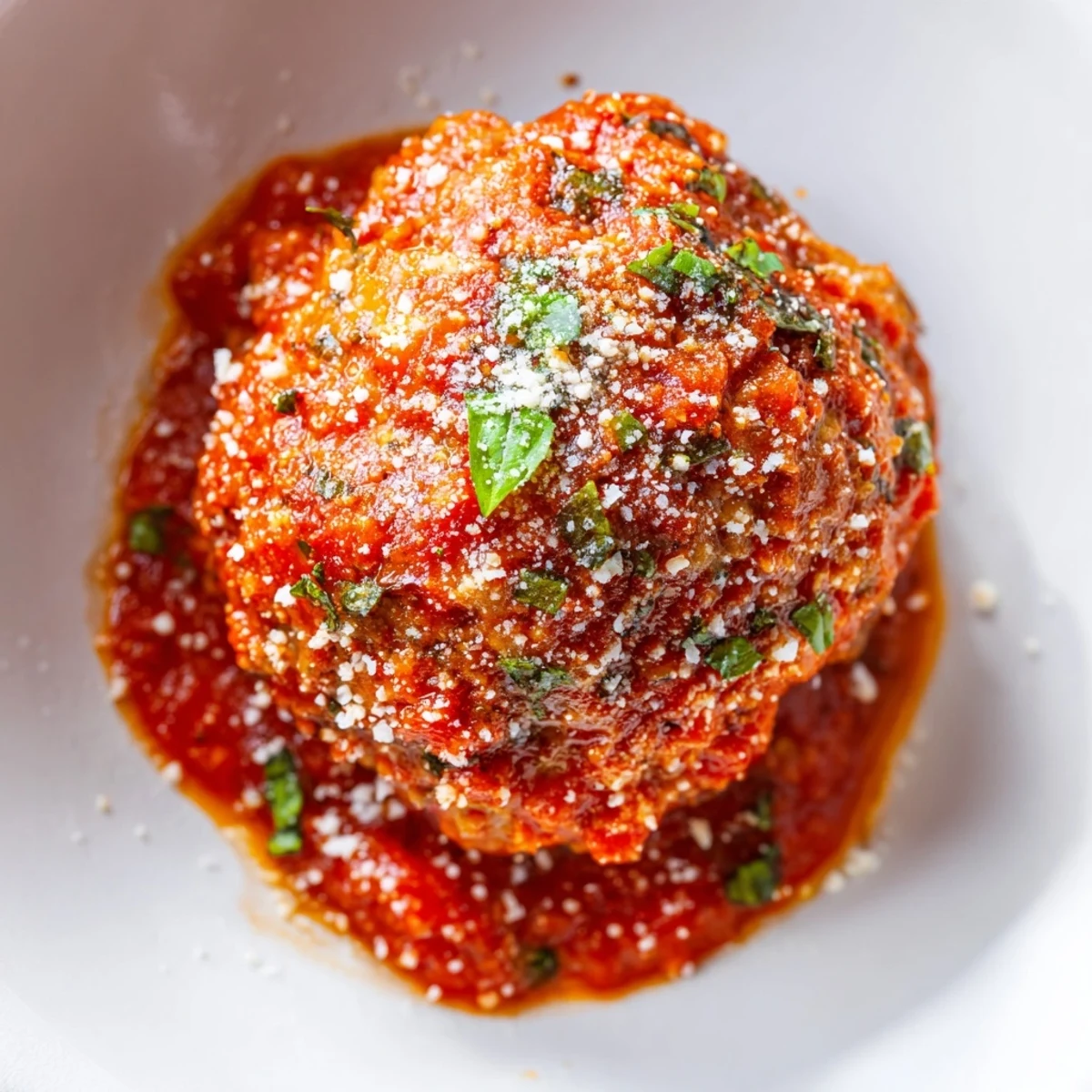 Golden-brown turkey meatballs swimming in a rich, chunky marinara sauce, ready to be served over al dente spaghetti.