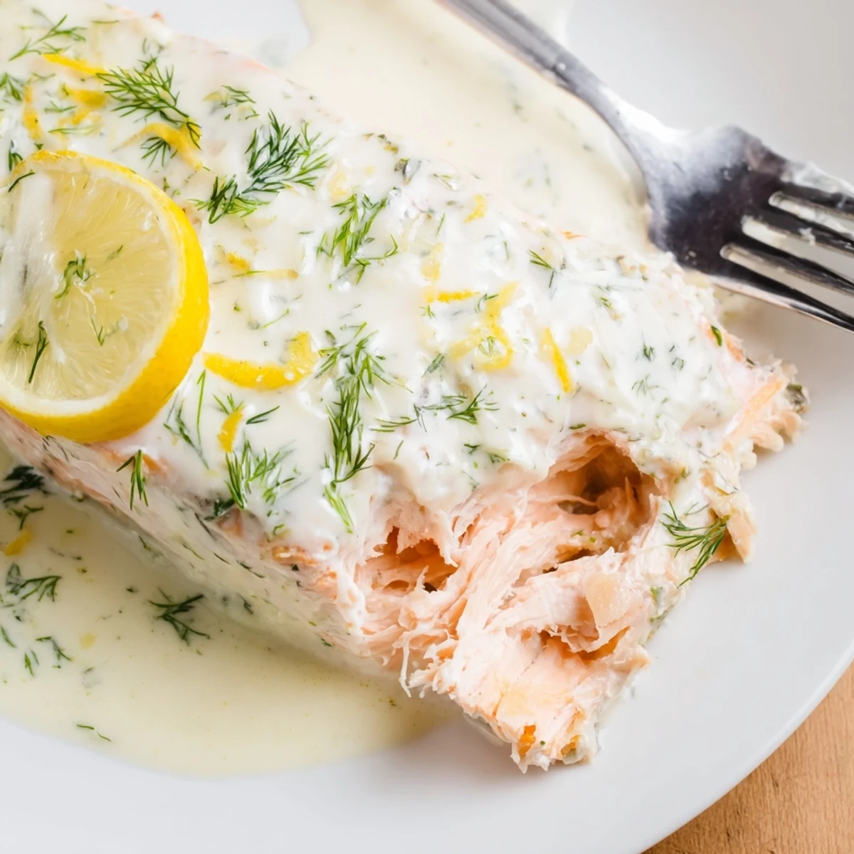 Perfectly flaky fillets topped with creamy dill sauce, ideal for serving with roasted potatoes or steamed asparagus at dinner.