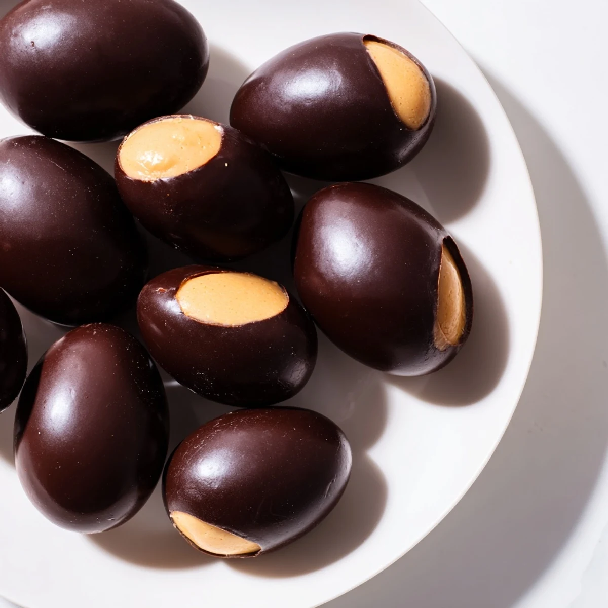 Homemade Chocolate Peanut Butter Eggs with rich peanut butter center, ideal for Easter baskets or sweet indulgence.  