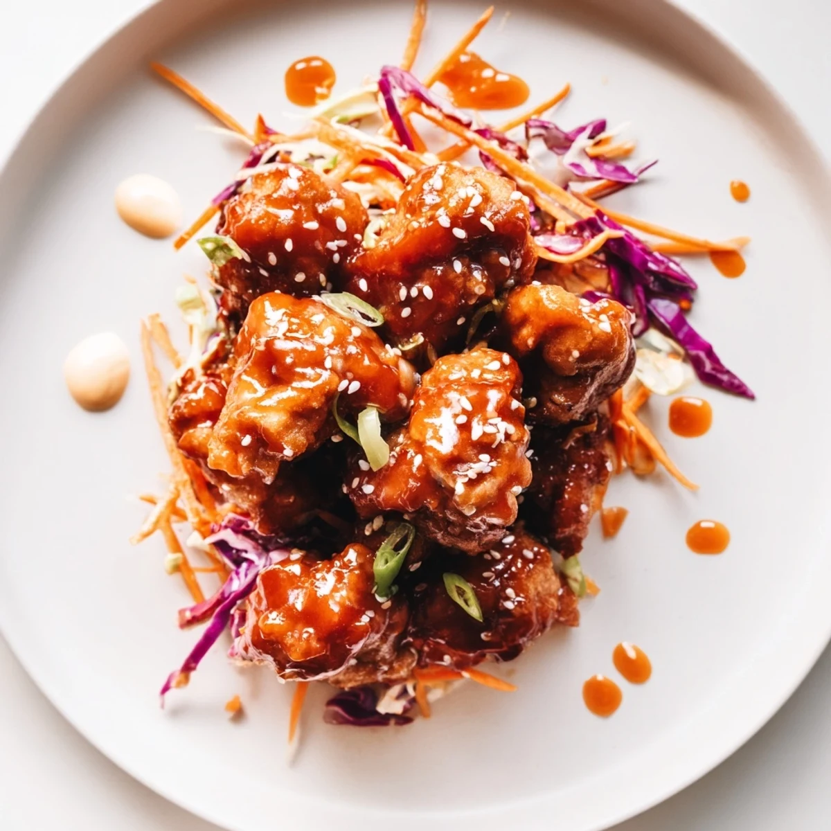 Marry Me Sweet Chili Chicken Bowl with Coconut Lime Drizzle served in a white bowl, garnished with fresh cilantro, sesame seeds, and lime wedges for a zesty finish.