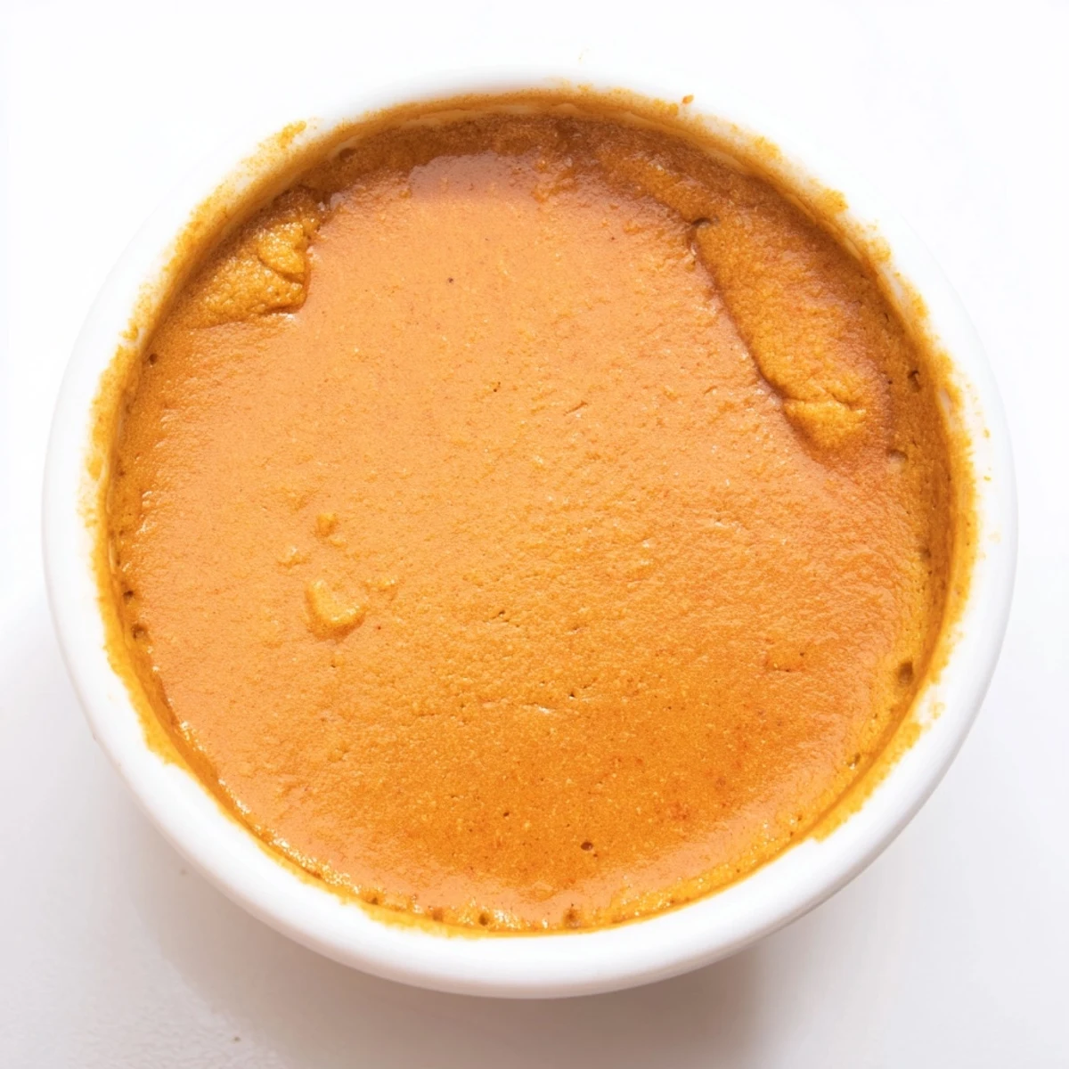 Golden brown baked pumpkin spice pudding served warm in ramekins beside a steaming mug of coffee.