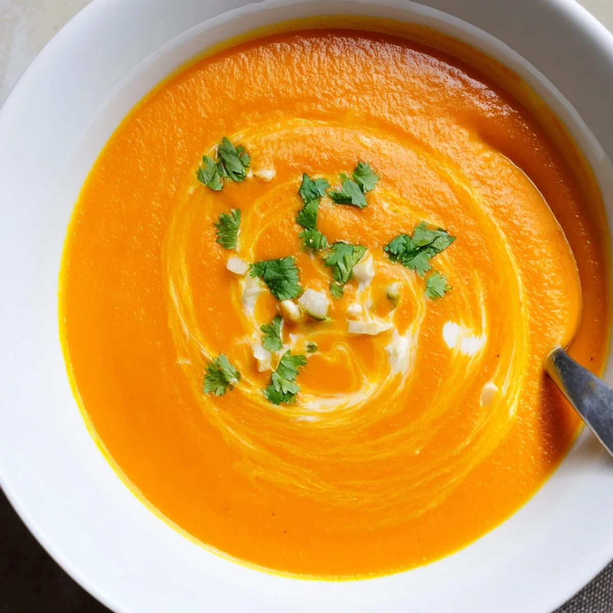 Steaming Creamy Carrot and Coriander Soup in a rustic bowl, paired with crunchy Parmesan toasts for a comforting meal.