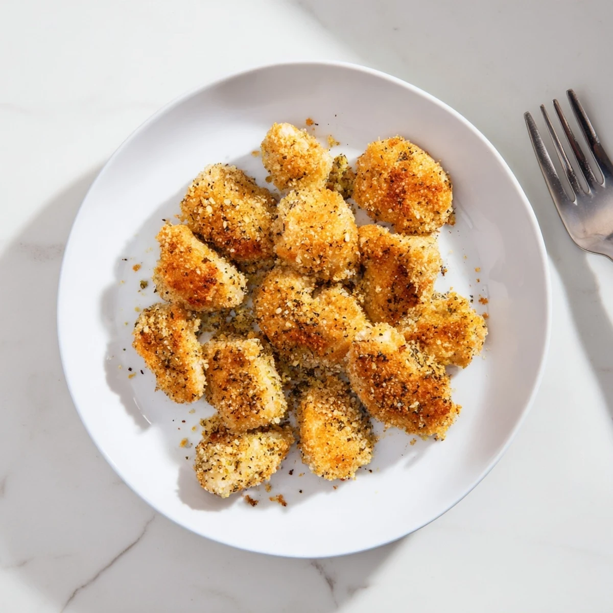 Serve Baked Garlic Parmesan Chicken with roasted vegetables and a lemon wedge for a family dinner.