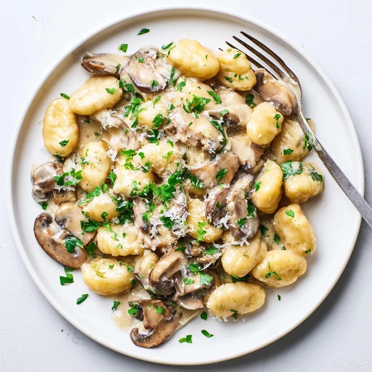 Creamy Mushroom Gnocchi features golden, tender gnocchi coated in a rich, velvety mushroom and garlic cream sauce.