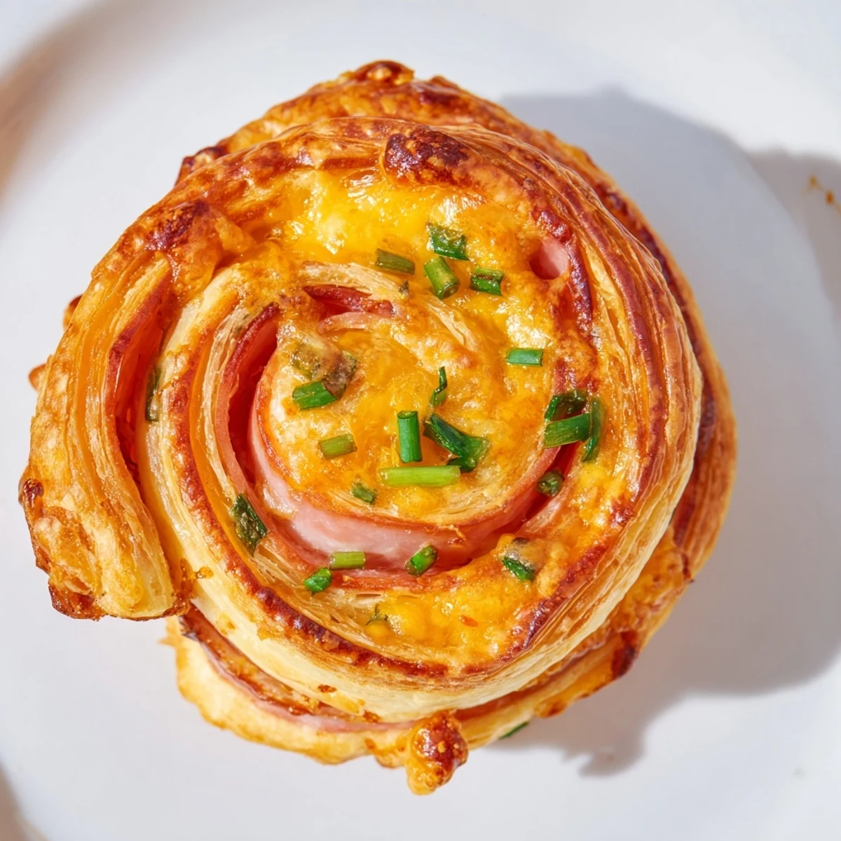 Warm Easter Ham Cheddar Pinwheels brushed with egg wash, serving golden, savory bites perfect for a holiday brunch spread.