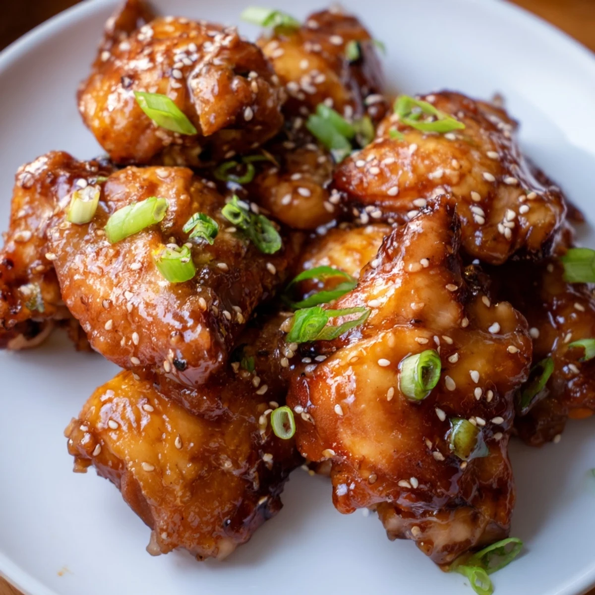 Tender chicken simmered in glossy honey soy sauce served over steamed white rice