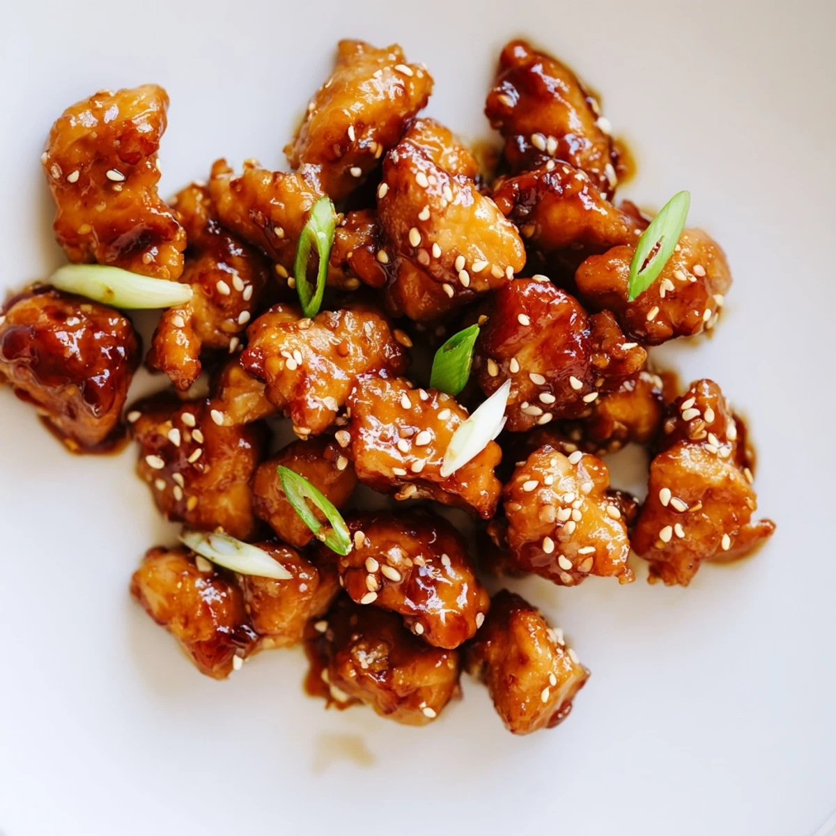 Savory sweet quick chicken teriyaki served with sesame seeds and fresh green onion garnish