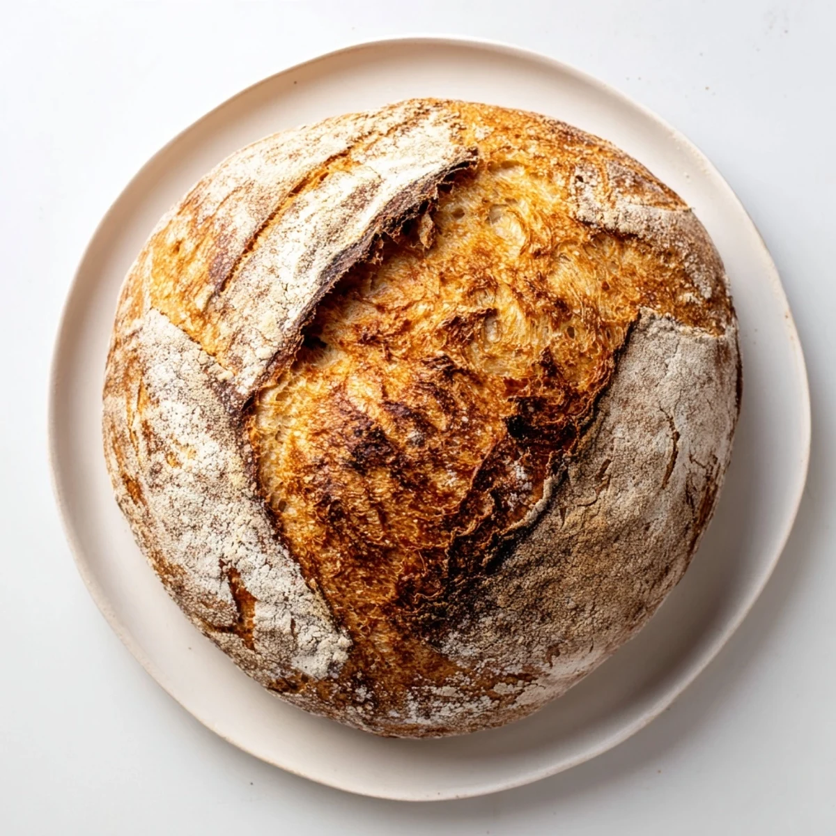 Artisan crusty bread displaying deep golden brown crust and light airy texture, perfect for sandwiches