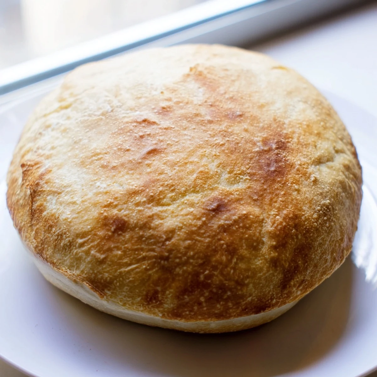 Golden brown stovetop bread with a fluffy interior, perfectly cooked in a skillet