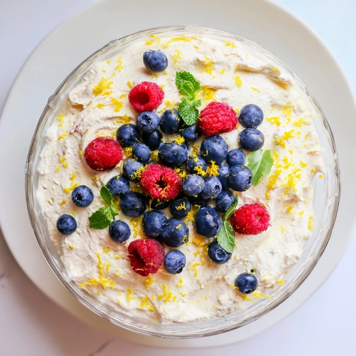Light and fluffy lemon mascarpone mousse dessert served in elegant glass bowls
