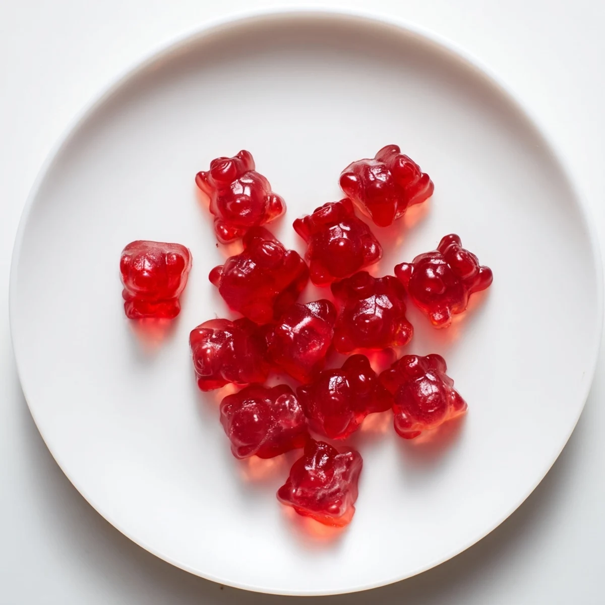 Batch of vibrant homemade strawberry gummies being cut into squares on a wooden cutting board