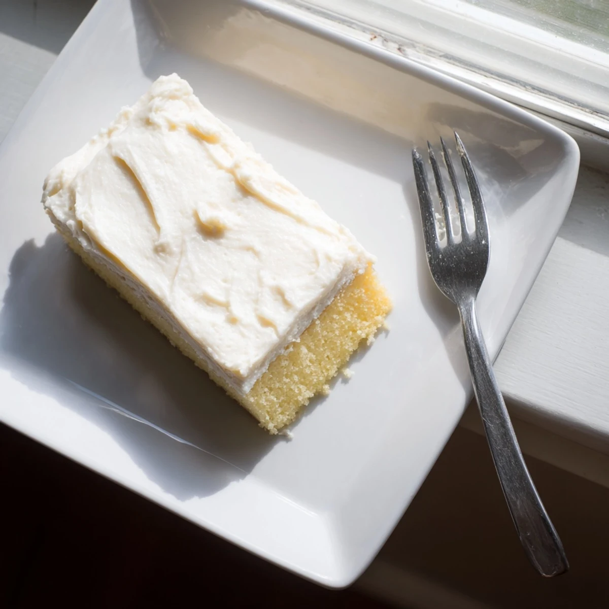 9x13 inch church cake with smooth buttercream frosting ready for gatherings
