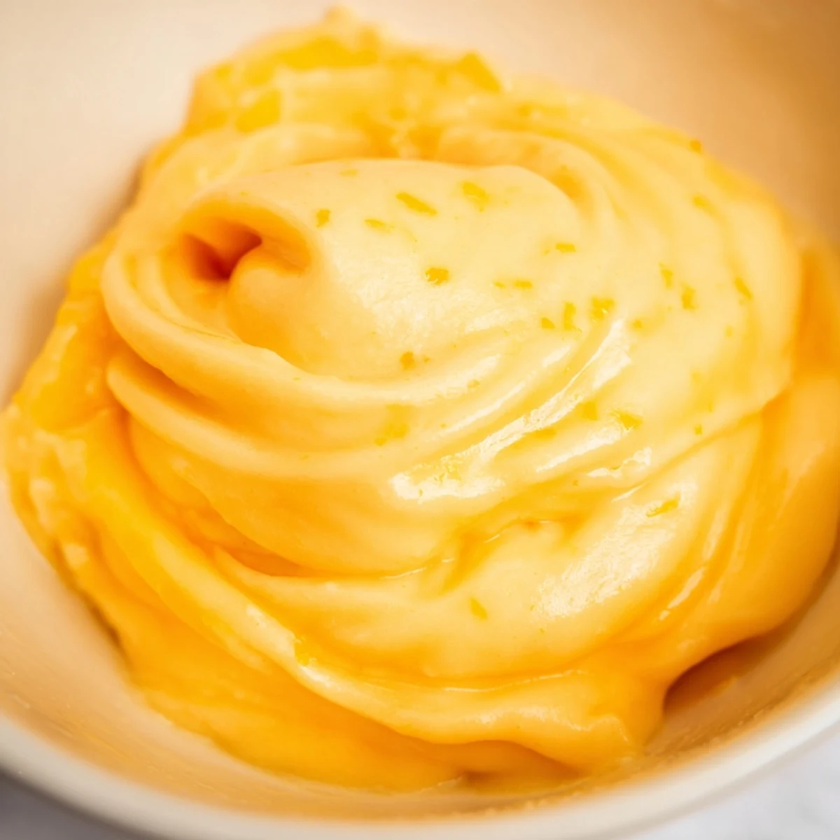 Frozen orange and pineapple blend creating smooth homemade Dole Whip soft serve dessert