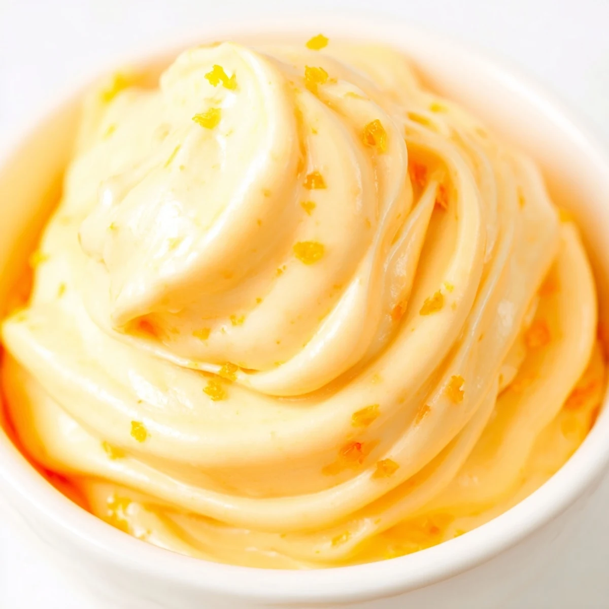 Vibrant orange homemade Dole Whip served in a bowl with tropical pineapple notes