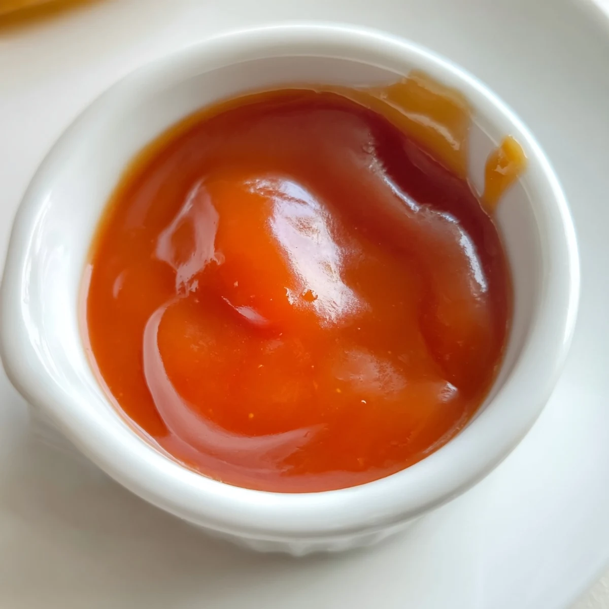 Rich orange McDonalds sweet and sour sauce drizzled over crispy golden chicken nuggets