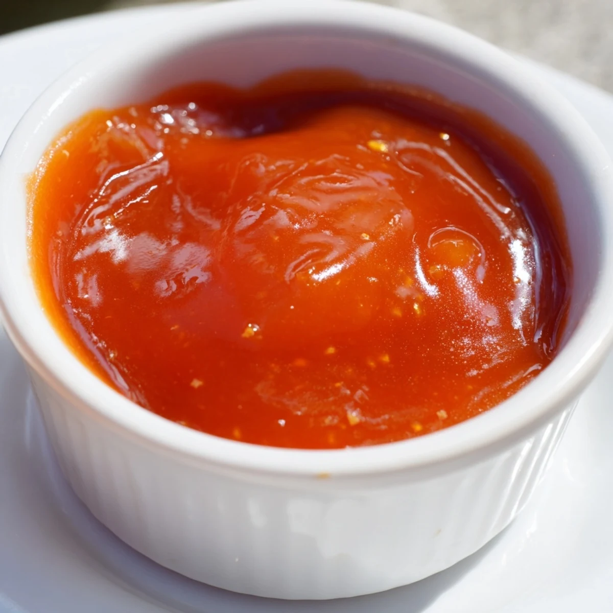 Homemade McDonalds sweet and sour sauce in glass jar with dipping utensils visible