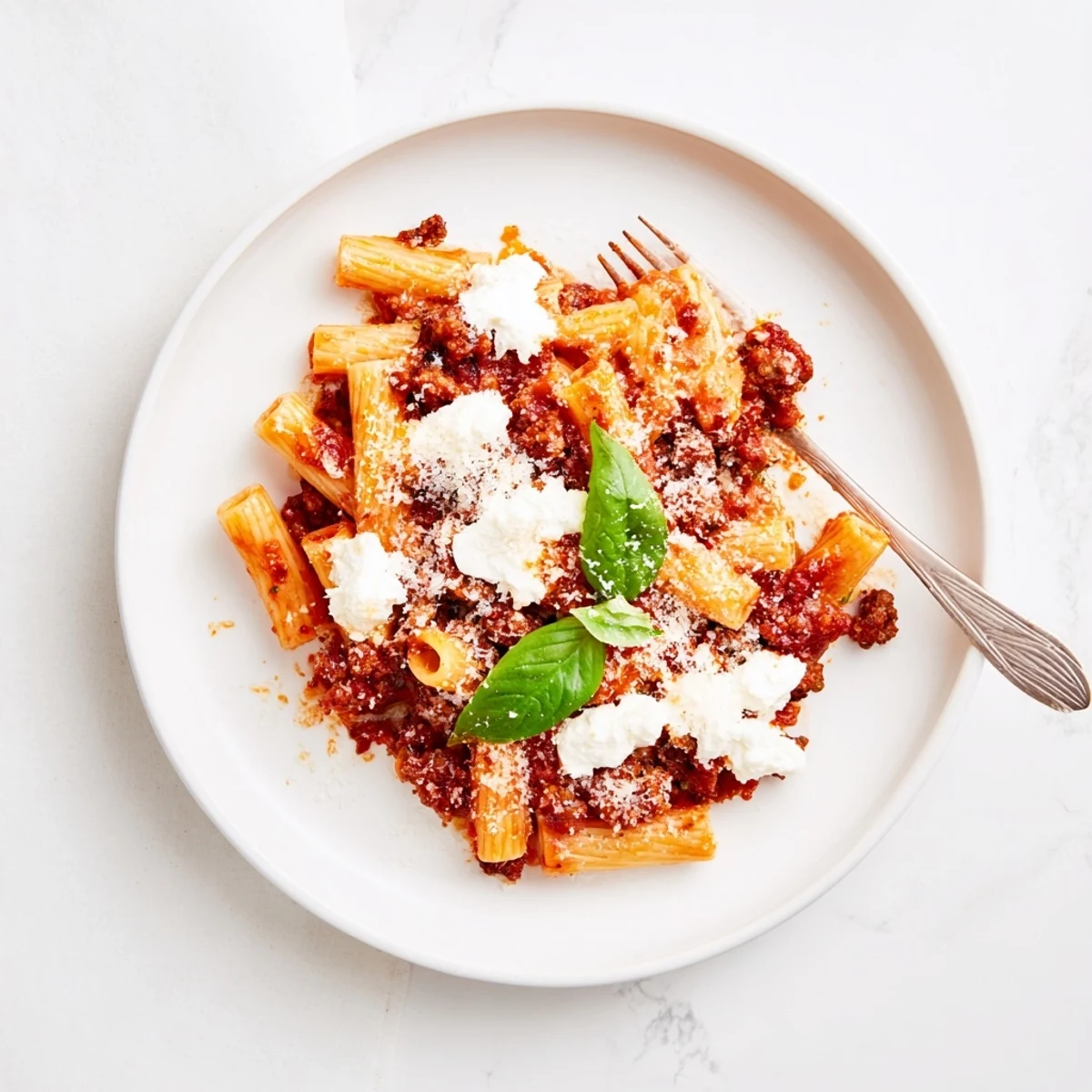 Hearty baked ziti pasta layered with Italian sausage and creamy ricotta in a crockpot