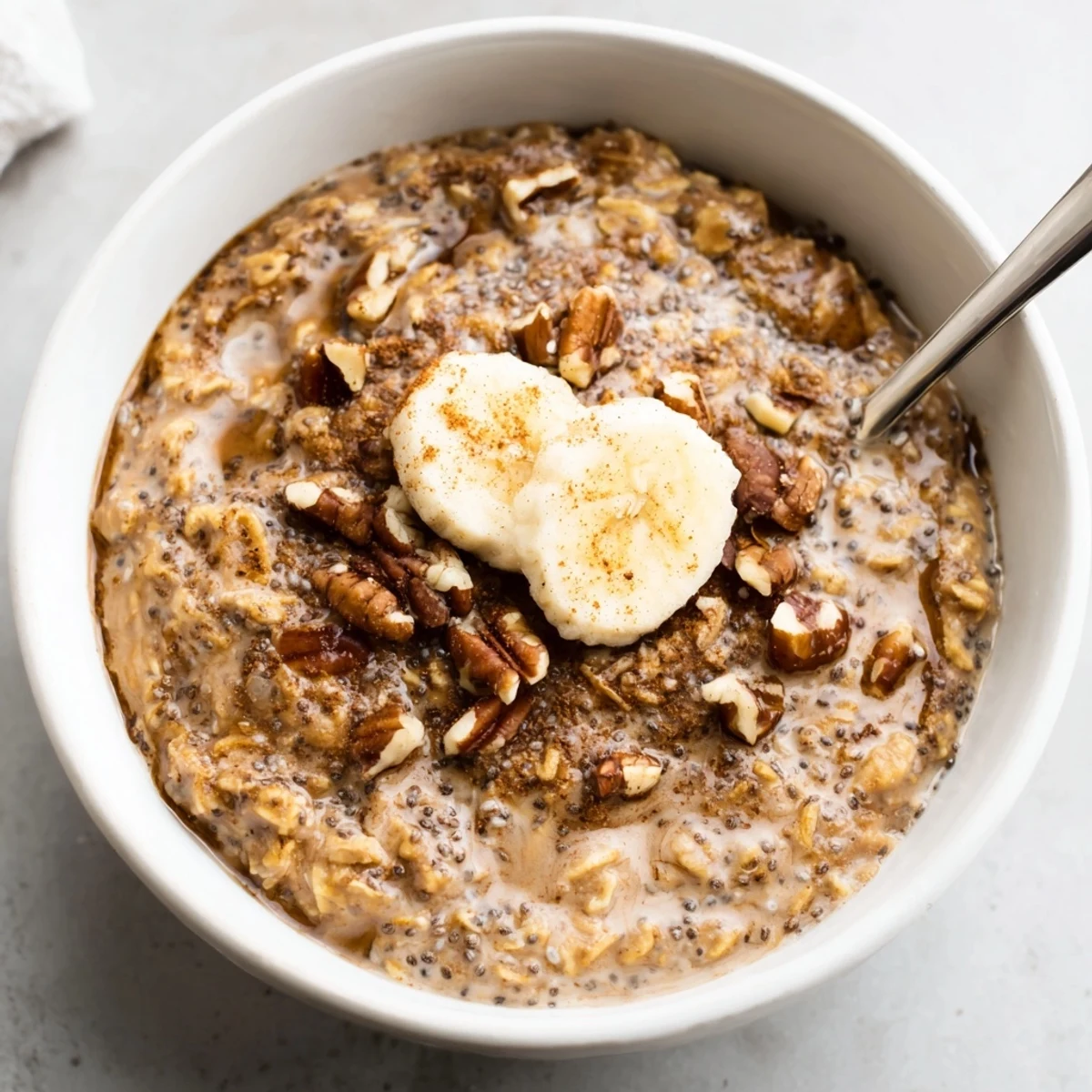 Creamy Brown Sugar Coffee Overnight Oats in mason jar, ready for hectic mornings