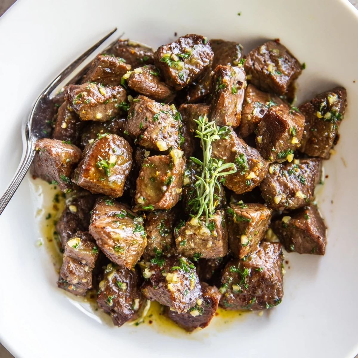 Sizzling Cowboy Butter Steak Bites with golden sear and garlicky herb butter