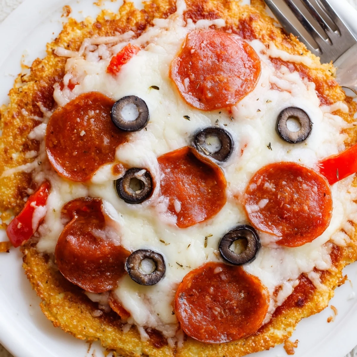 Sliced Keto Pizza With Crispy Low Carb Crust showing golden edges and herbs