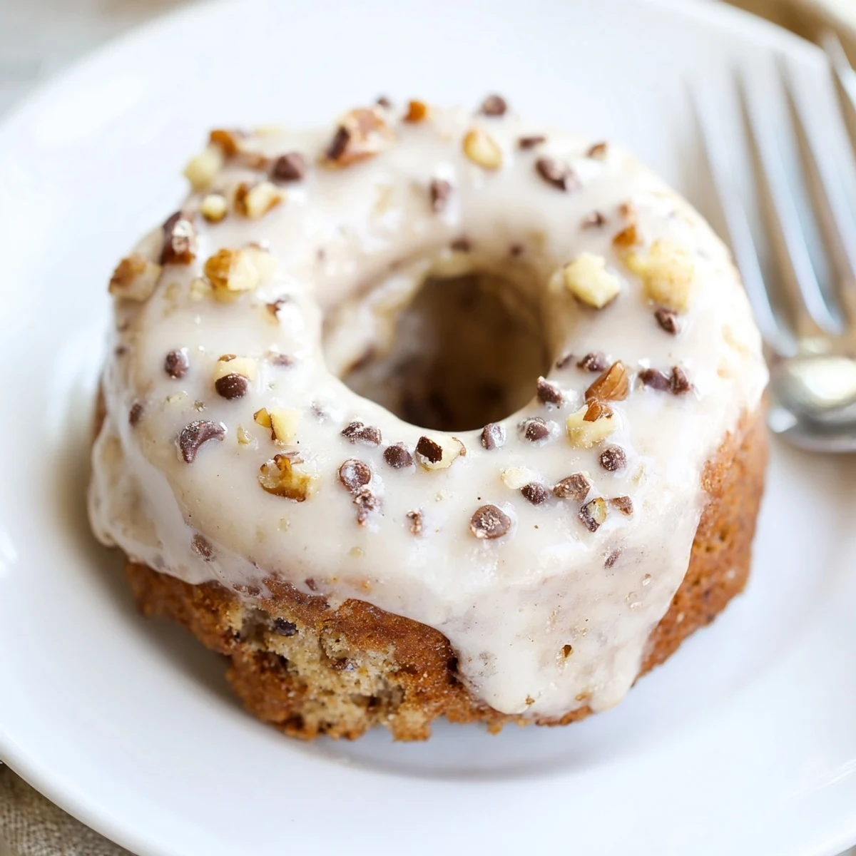 Warm Banana Donuts glazed and stacked on a wire rack, golden aroma