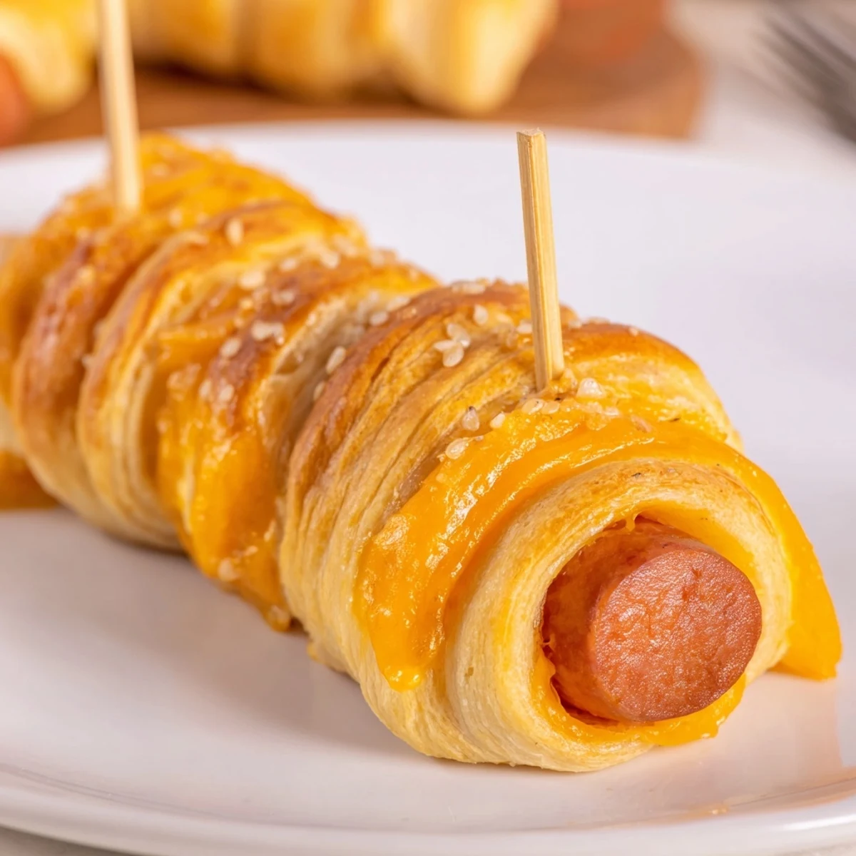 Crispy baked Firecracker Hot Dogs Recipe steaming beside colorful picnic sides
