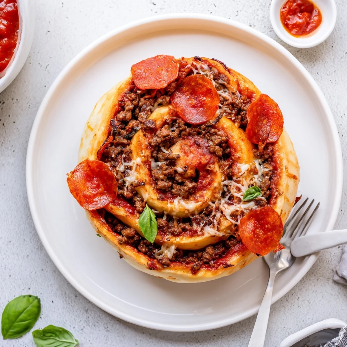 Kids love Cheesy Beef Pepperoni Pizza Roll Ups, crispy edges and gooey centers