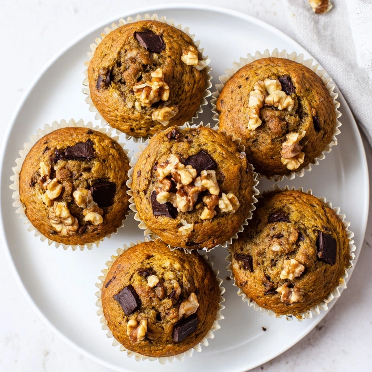 Moist pumpkin banana muffins fresh from the oven with steam rising on a wire cooling rack