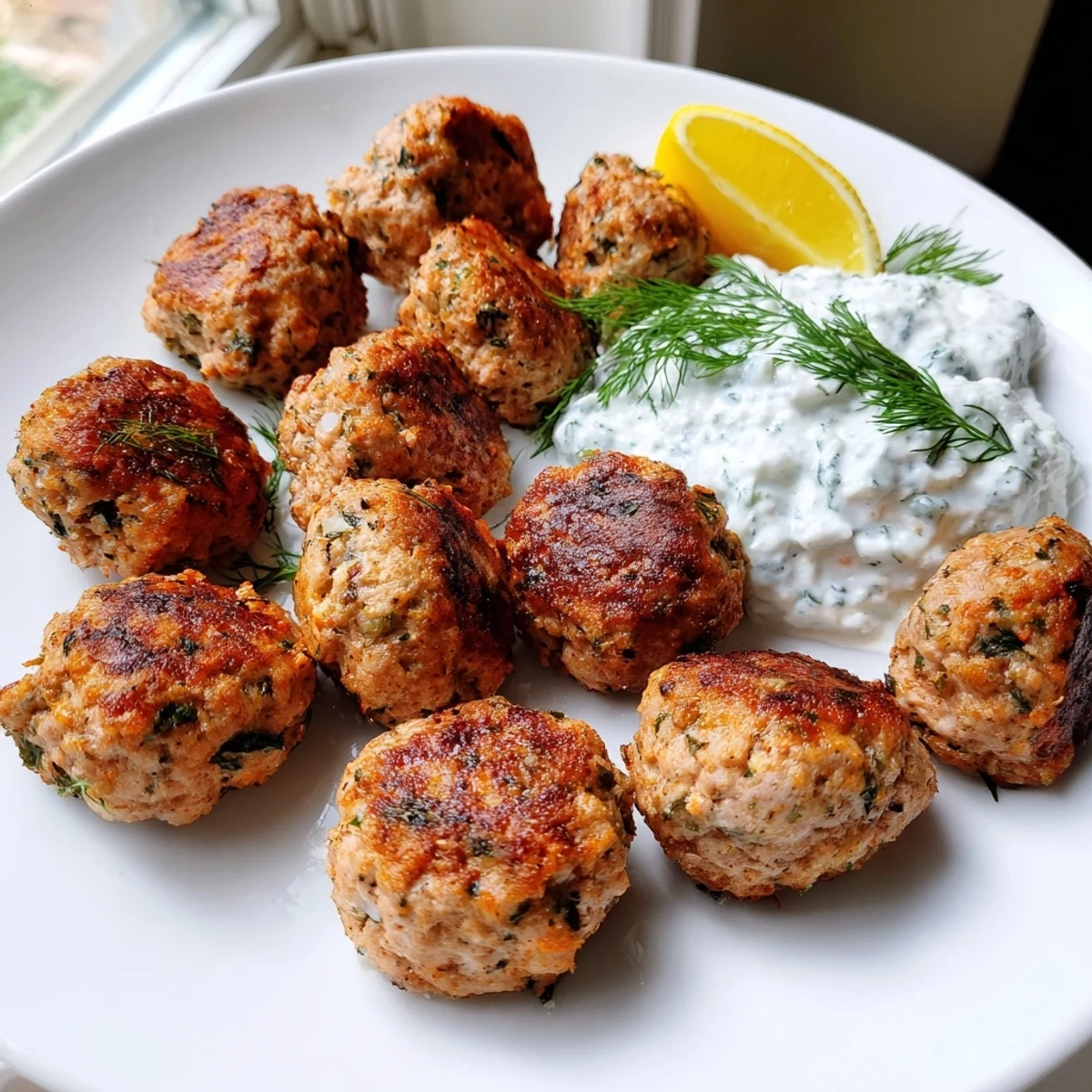 Greek Turkey Meatballs With Tzatziki