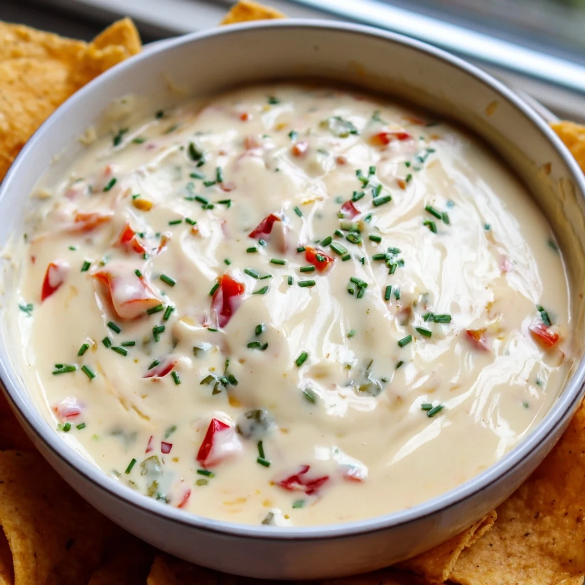 Thick bubbling cheese dip with diced tomatoes and jalapeño in a rustic bowl