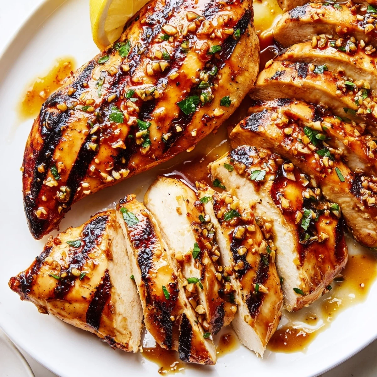 Juicy Maple Dijon Grilled Chicken with golden caramelized edges on a rustic plate