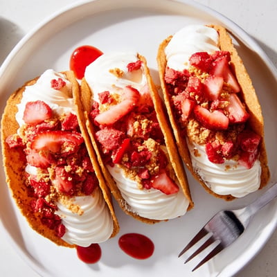 Strawberry Crunch Cheesecake Tacos